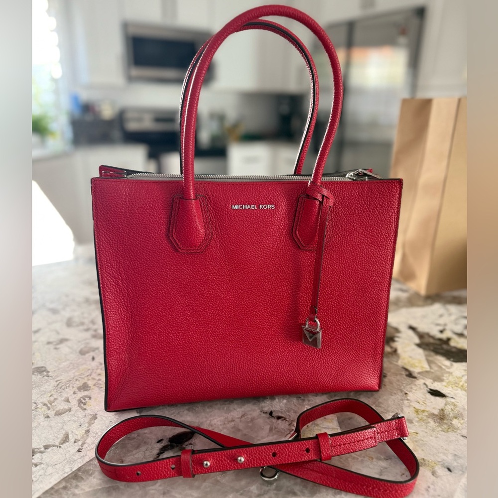 Michael Kors Red Leather Tote Bag or Crossbody
